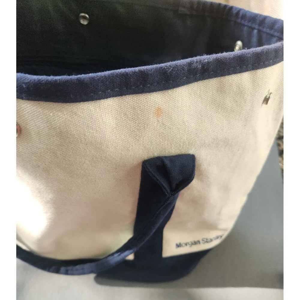 Morgan Stanley Scarborough & Tweed Canvas Snap Boat Tote Bag – Navy Trim